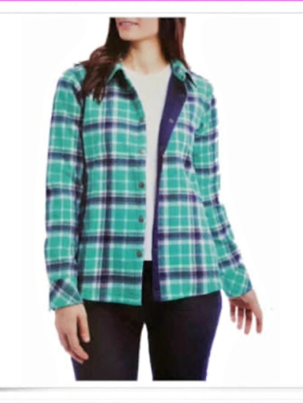Orvis Women’s Fleece-lined Shirt Jacket in Sea-glass Plaid NWT